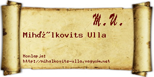 Mihálkovits Ulla névjegykártya